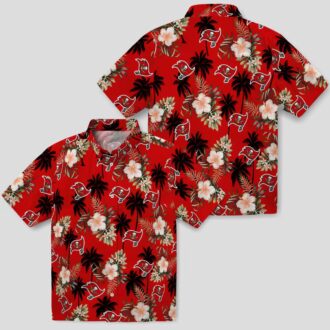 NFL Tampa Bay Buccaneers Tropical Flower Hawaiian Shirt - Red Palm Tree Print