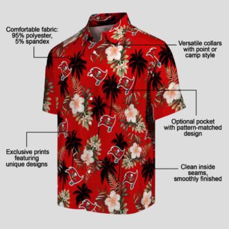 NFL Tampa Bay Buccaneers Tropical Flower Hawaiian Shirt - Red Palm Tree Print