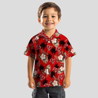 NFL Tampa Bay Buccaneers Tropical Flower Hawaiian Shirt - Red Palm Tree Print