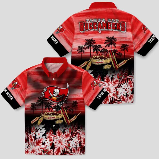 NFL Tampa Bay Buccaneers Tropical Hawaiian Shirt, Red Canoe Floral Beach Outfit