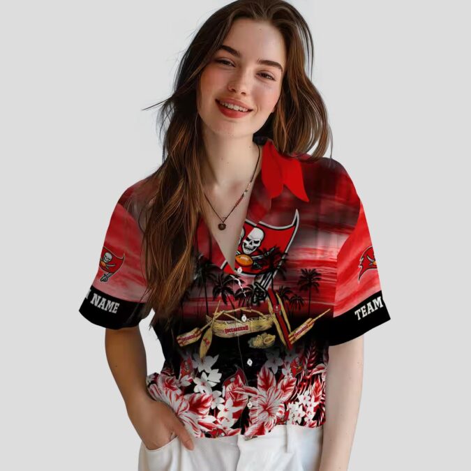 NFL Tampa Bay Buccaneers Tropical Hawaiian Shirt, Red Canoe Floral Beach Outfit