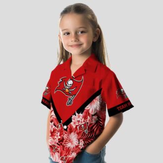 Personalized Tampa Bay Buccaneers Hawaiian Shirt, Red Floral Chevron Summer NFL Beach Shirt