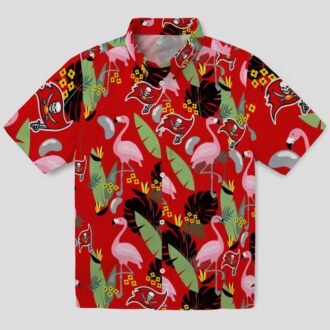 Red Tampa Bay Buccaneers Flamingo Leaves Hawaiian Shirt, NFL Game Day Gifts