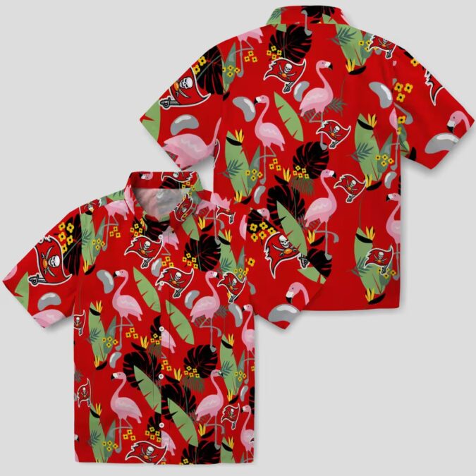 Red Tampa Bay Buccaneers Flamingo Leaves Hawaiian Shirt, NFL Game Day Gifts