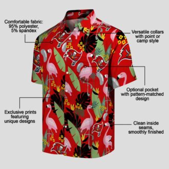 Red Tampa Bay Buccaneers Flamingo Leaves Hawaiian Shirt, NFL Game Day Gifts