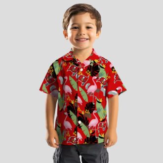 Red Tampa Bay Buccaneers Flamingo Leaves Hawaiian Shirt, NFL Game Day Gifts