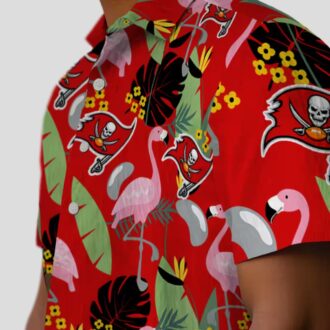 Red Tampa Bay Buccaneers Flamingo Leaves Hawaiian Shirt, NFL Game Day Gifts
