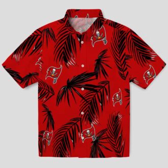 Red Tampa Bay Buccaneers Hawaiian Shirt, NFL Palm Leaf Summer Beach Shirt for Fans