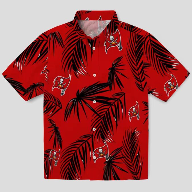 Red Tampa Bay Buccaneers Hawaiian Shirt, NFL Palm Leaf Summer Beach Shirt for Fans