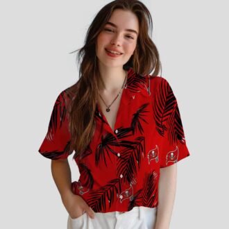 Red Tampa Bay Buccaneers Hawaiian Shirt, NFL Palm Leaf Summer Beach Shirt for Fans