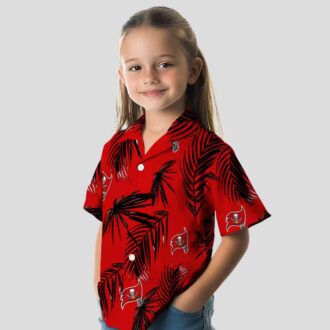 Red Tampa Bay Buccaneers Hawaiian Shirt, NFL Palm Leaf Summer Beach Shirt for Fans