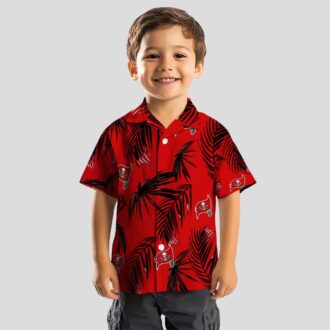Red Tampa Bay Buccaneers Hawaiian Shirt, NFL Palm Leaf Summer Beach Shirt for Fans