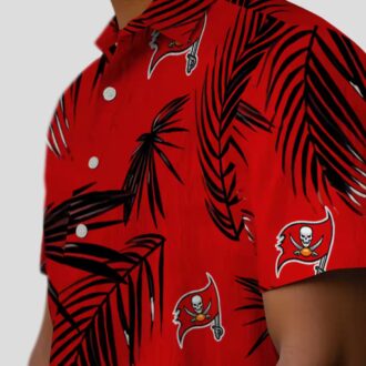 Red Tampa Bay Buccaneers Hawaiian Shirt, NFL Palm Leaf Summer Beach Shirt for Fans