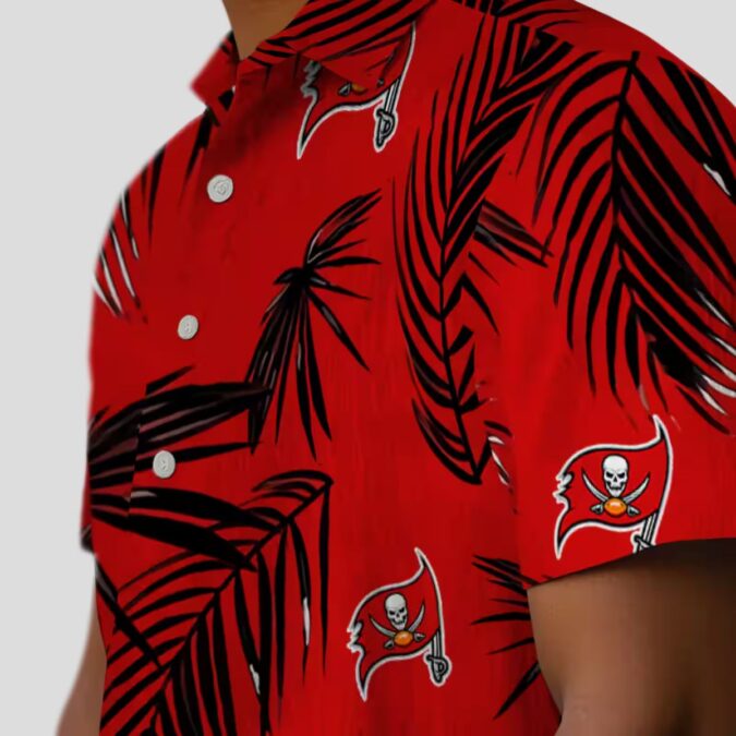 Red Tampa Bay Buccaneers Hawaiian Shirt, NFL Palm Leaf Summer Beach Shirt for Fans