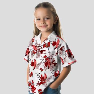 Red White Tampa Bay Buccaneers Custom Hawaiian Shirt, NFL Botanical Summer Fan Shirt