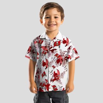 Red White Tampa Bay Buccaneers Custom Hawaiian Shirt, NFL Botanical Summer Fan Shirt