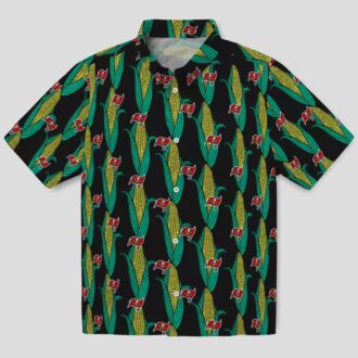 Tampa Bay Buccaneers Black Green NFL Hawaiian Shirt - Corn Motif Design