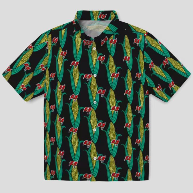 Tampa Bay Buccaneers Black Green NFL Hawaiian Shirt - Corn Motif Design