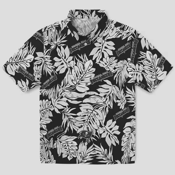 Tampa Bay Buccaneers Black Hawaiian Shirt, Monstera Leaf Tropical NFL Apparel