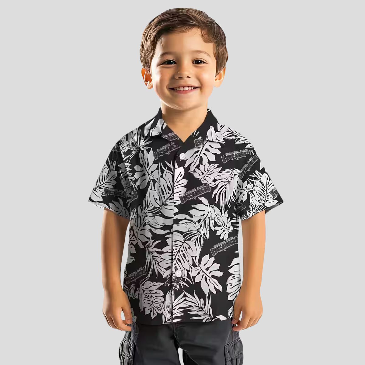 Tampa Bay Buccaneers Black Hawaiian Shirt, Monstera Leaf Tropical NFL Apparel