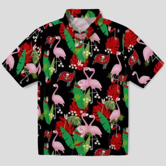 Tampa Bay Buccaneers Flamingo Foliage Hawaiian Shirt, NFL Team Red Green Summer Beach Shirt