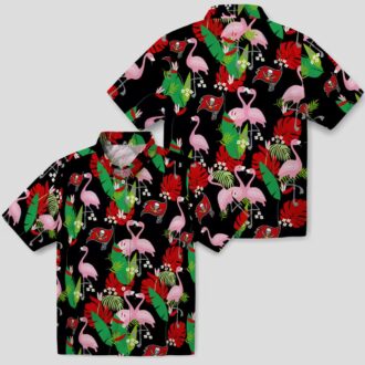 Tampa Bay Buccaneers Flamingo Foliage Hawaiian Shirt, NFL Team Red Green Summer Beach Shirt