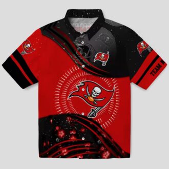 Tampa Bay Buccaneers Football Wave Shirt, Red Black Aloha NFL Beachwear for Fans