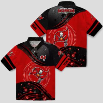 Tampa Bay Buccaneers Football Wave Shirt, Red Black Aloha NFL Beachwear for Fans