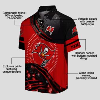 Tampa Bay Buccaneers Football Wave Shirt, Red Black Aloha NFL Beachwear for Fans
