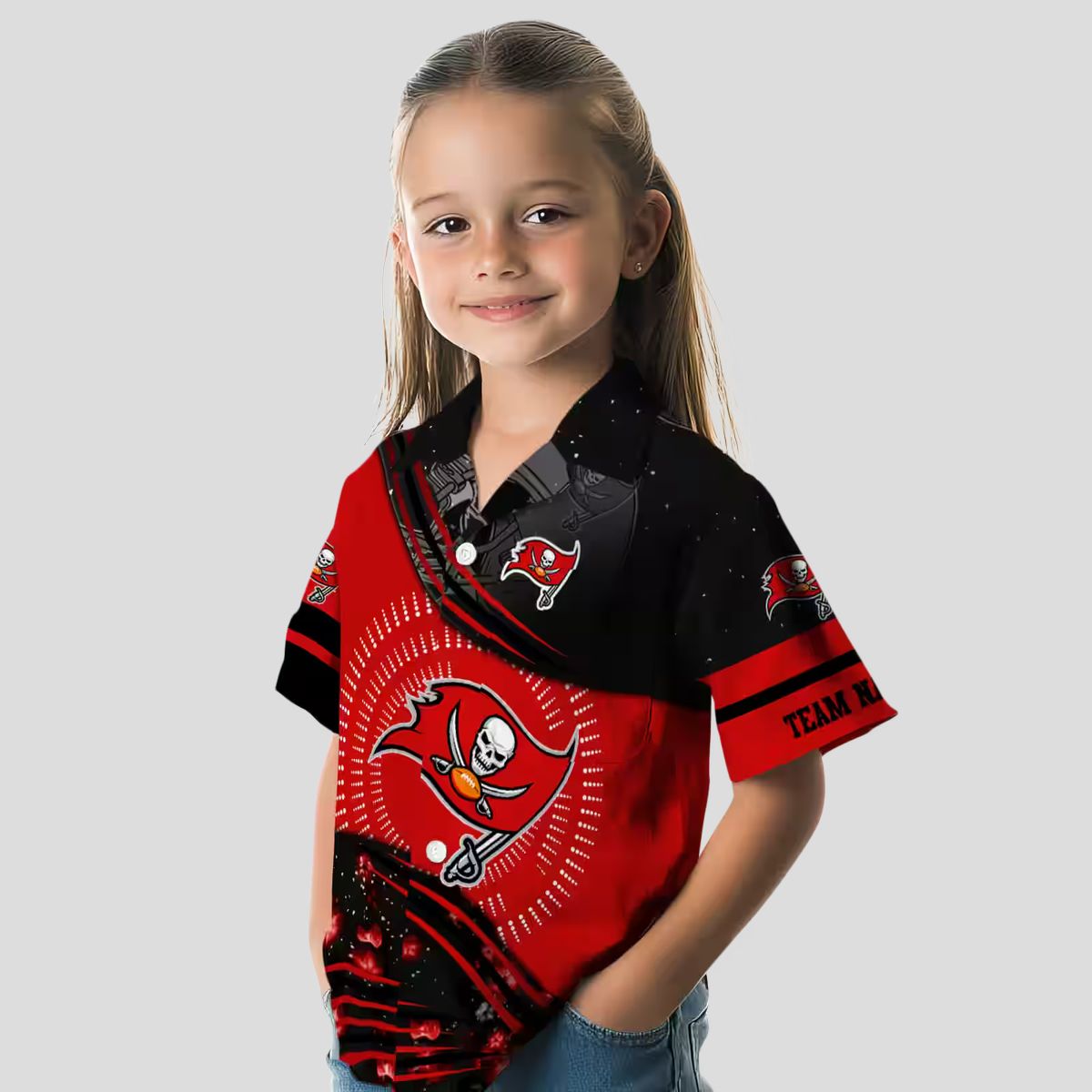 Tampa Bay Buccaneers Football Wave Shirt, Red Black Aloha NFL Beachwear for Fans