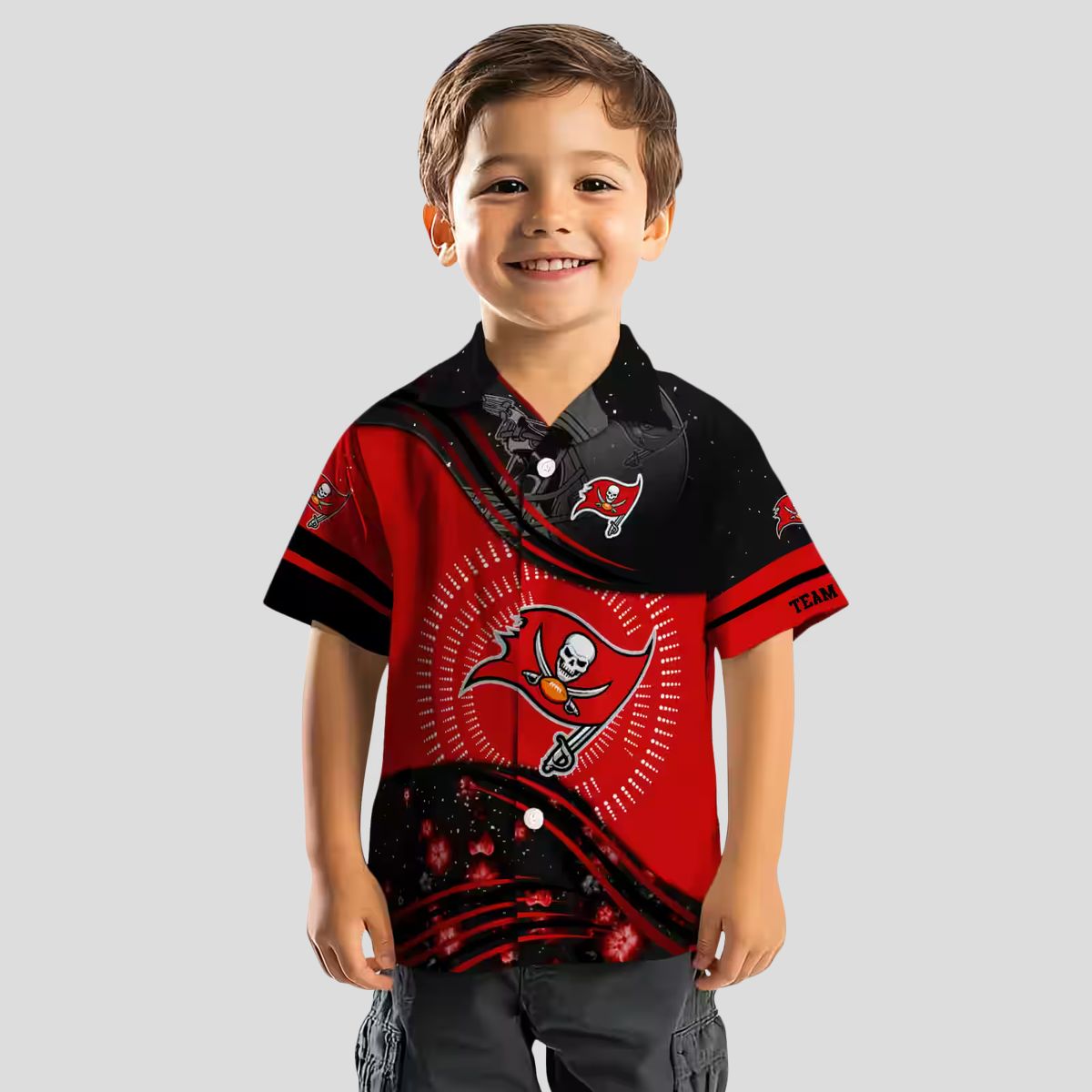 Tampa Bay Buccaneers Football Wave Shirt, Red Black Aloha NFL Beachwear for Fans