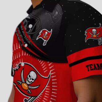 Tampa Bay Buccaneers Football Wave Shirt, Red Black Aloha NFL Beachwear for Fans