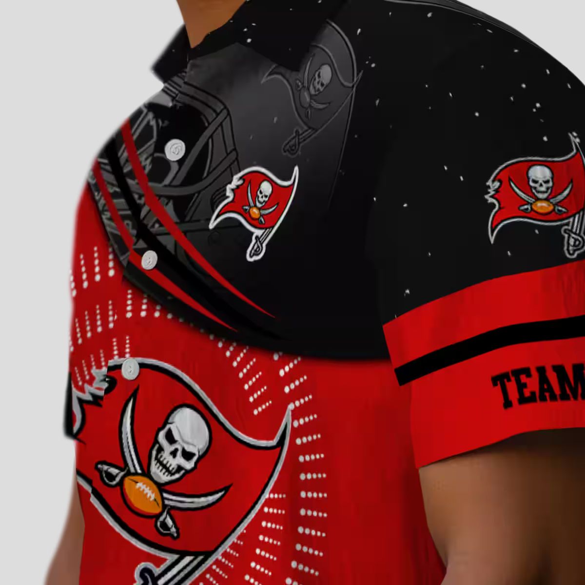 Tampa Bay Buccaneers Football Wave Shirt, Red Black Aloha NFL Beachwear for Fans