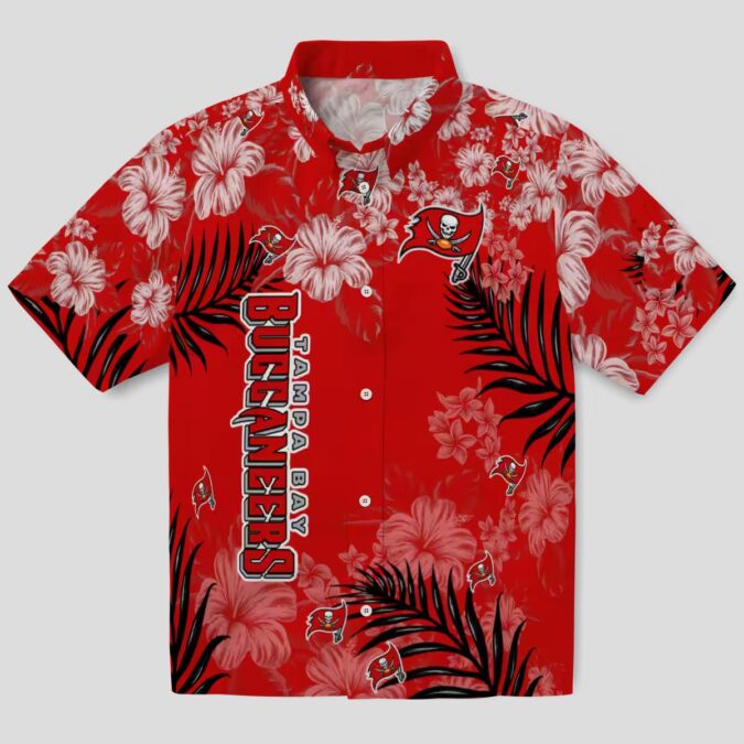 Tampa Bay Buccaneers Hawaiian Shirt, Red Hibiscus Floral NFL Beach Shirt for Fans