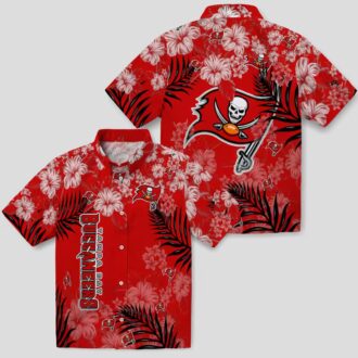 Tampa Bay Buccaneers Hawaiian Shirt, Red Hibiscus Floral NFL Beach Shirt for Fans