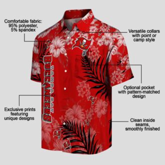 Tampa Bay Buccaneers Hawaiian Shirt, Red Hibiscus Floral NFL Beach Shirt for Fans