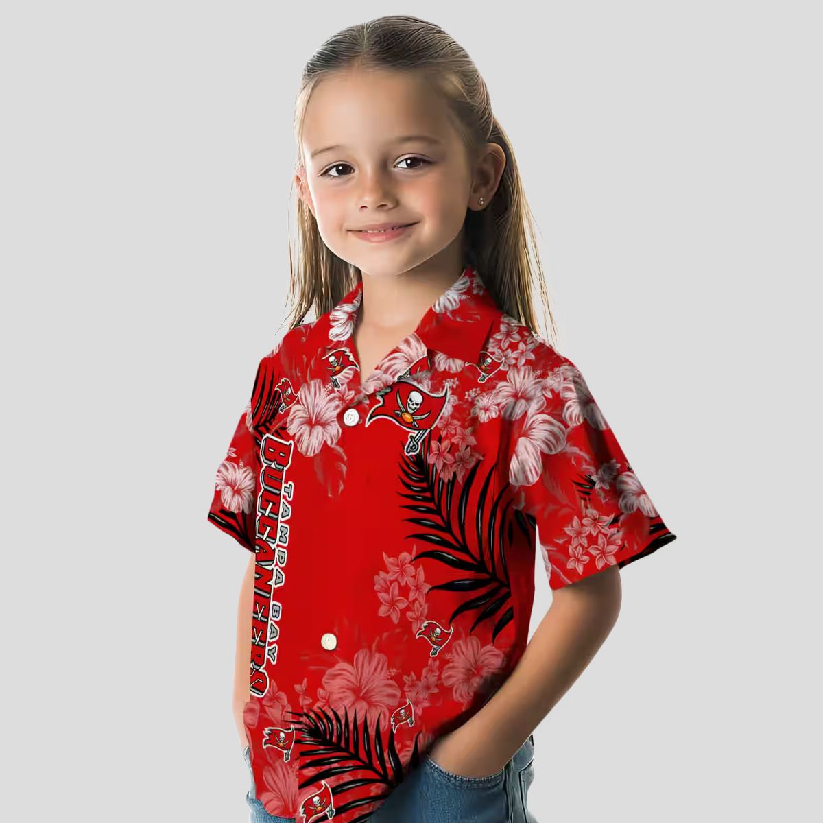 Tampa Bay Buccaneers Hawaiian Shirt, Red Hibiscus Floral NFL Beach Shirt for Fans