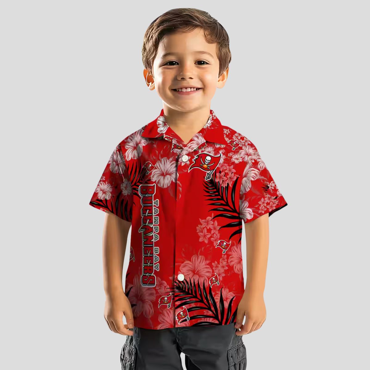 Tampa Bay Buccaneers Hawaiian Shirt, Red Hibiscus Floral NFL Beach Shirt for Fans