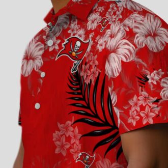 Tampa Bay Buccaneers Hawaiian Shirt, Red Hibiscus Floral NFL Beach Shirt for Fans