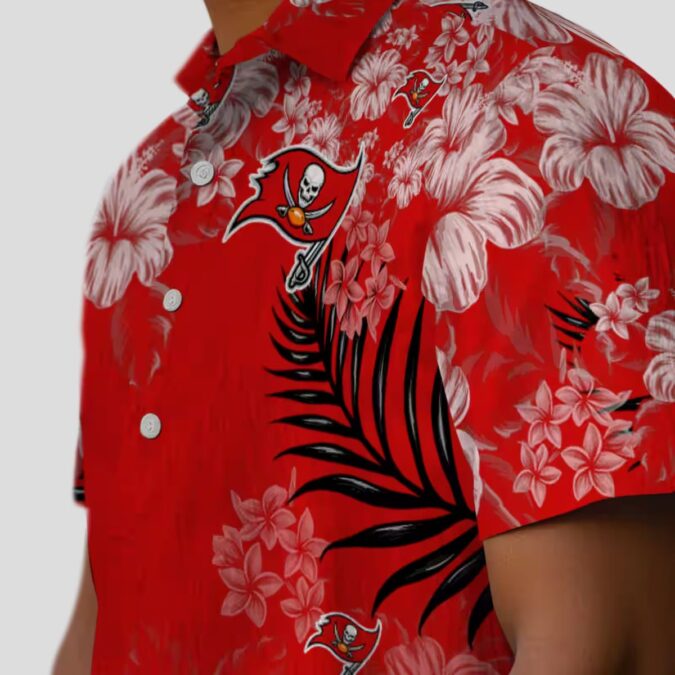 Tampa Bay Buccaneers Hawaiian Shirt, Red Hibiscus Floral NFL Beach Shirt for Fans
