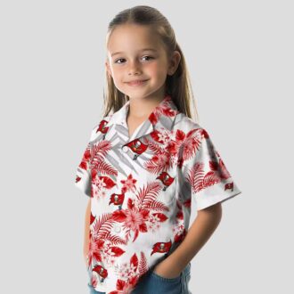 Tampa Bay Buccaneers Hibiscus Hawaiian Shirt, Red & White Palm Leaves Tropical NFL Shirt
