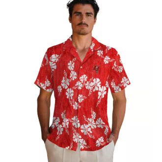 Tampa Bay Buccaneers Hibiscus Red Clusters Hawaiian Shirt, NFL Tropical Game Day Beachwear