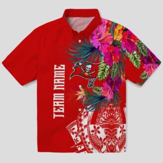 Tampa Bay Buccaneers NFL Hawaiian Shirt, Red Polynesian Floral Aloha Beach Shirt