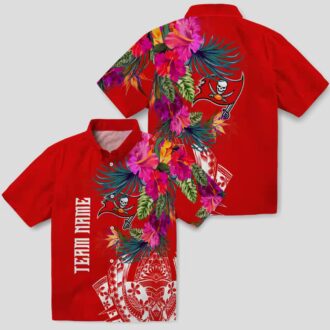Tampa Bay Buccaneers NFL Hawaiian Shirt, Red Polynesian Floral Aloha Beach Shirt
