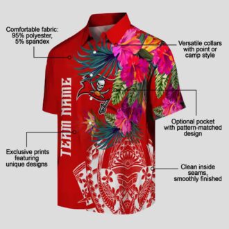 Tampa Bay Buccaneers NFL Hawaiian Shirt, Red Polynesian Floral Aloha Beach Shirt