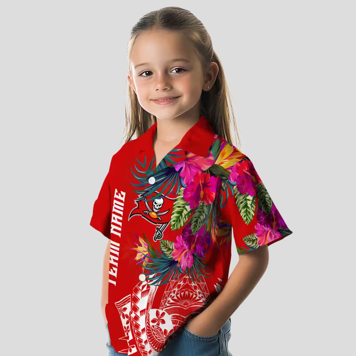 Tampa Bay Buccaneers NFL Hawaiian Shirt, Red Polynesian Floral Aloha Beach Shirt