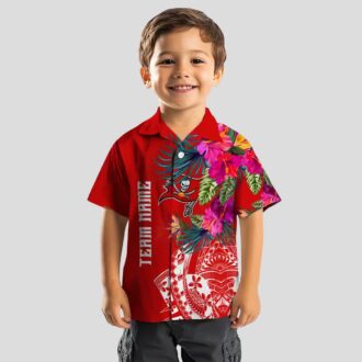 Tampa Bay Buccaneers NFL Hawaiian Shirt, Red Polynesian Floral Aloha Beach Shirt