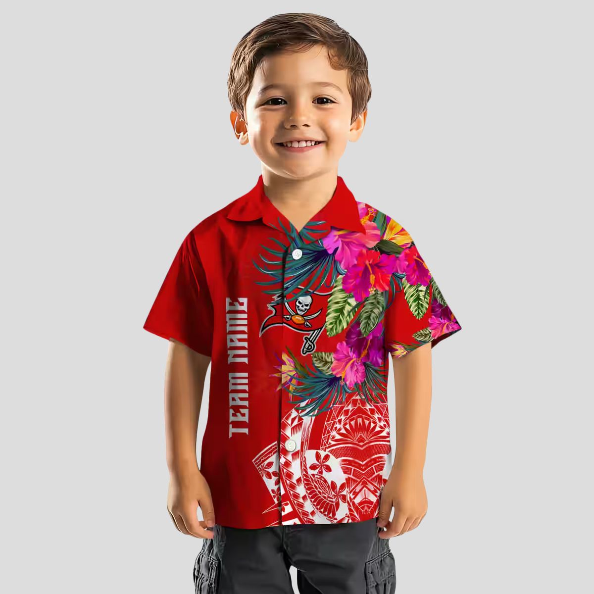 Tampa Bay Buccaneers NFL Hawaiian Shirt, Red Polynesian Floral Aloha Beach Shirt