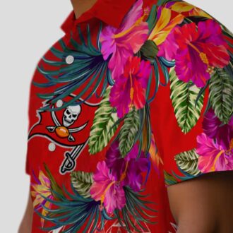 Tampa Bay Buccaneers NFL Hawaiian Shirt, Red Polynesian Floral Aloha Beach Shirt