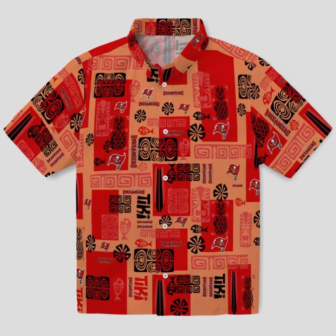 Tampa Bay Buccaneers NFL Tribal Symbols Hawaiian Shirt, Red Aloha Beach Shirt for Fans